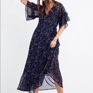 Madewell Verivan Ruffle-Sleeve Wrap Dress